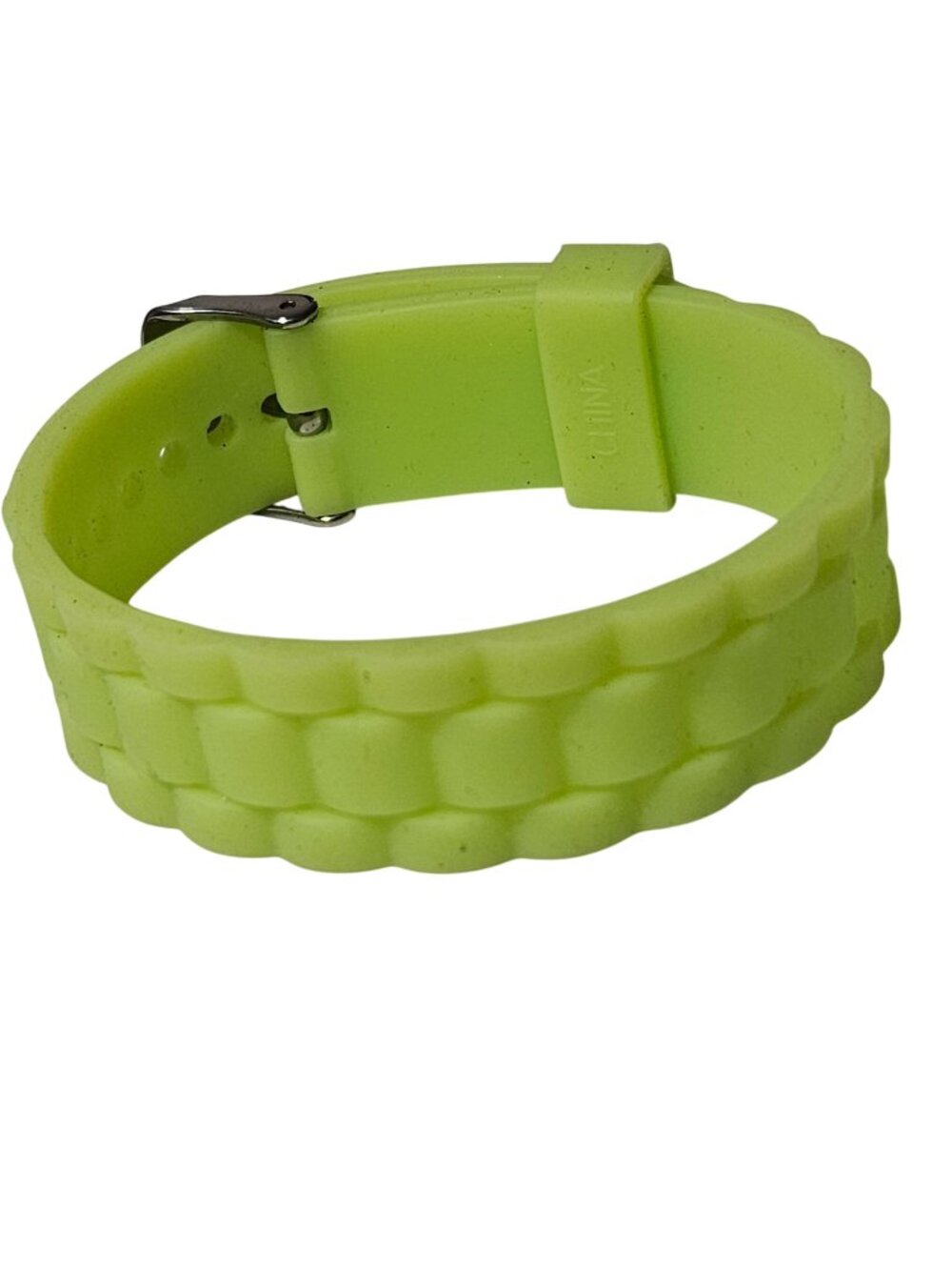 Retro Neon Green Silicone Watch Band Minimalist Textured Design 80s 90s Fashion